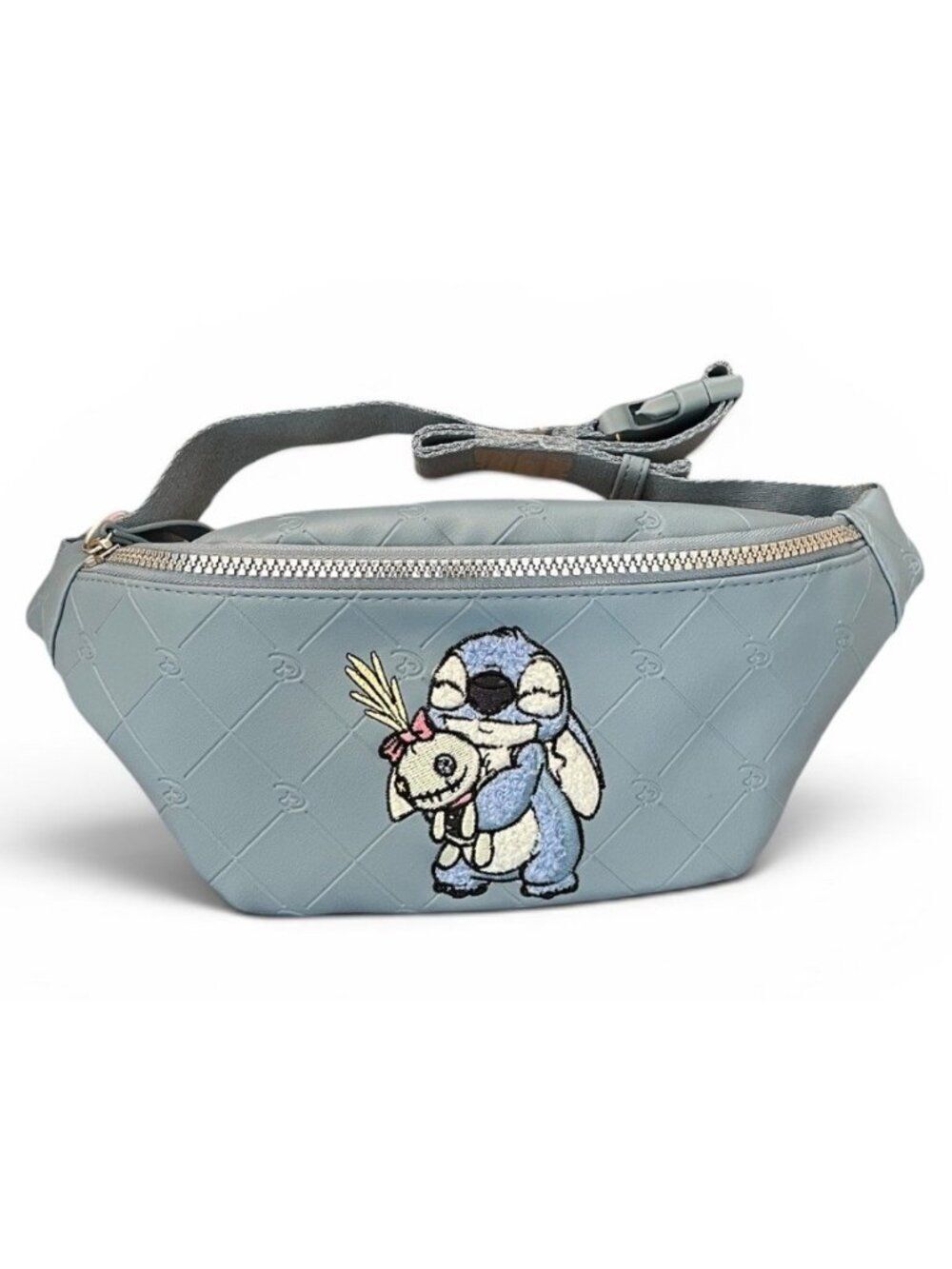 Disney Primark Stitch & Scrump Quilted Faux Leather Fanny Pack Belt Bag Blue NWT